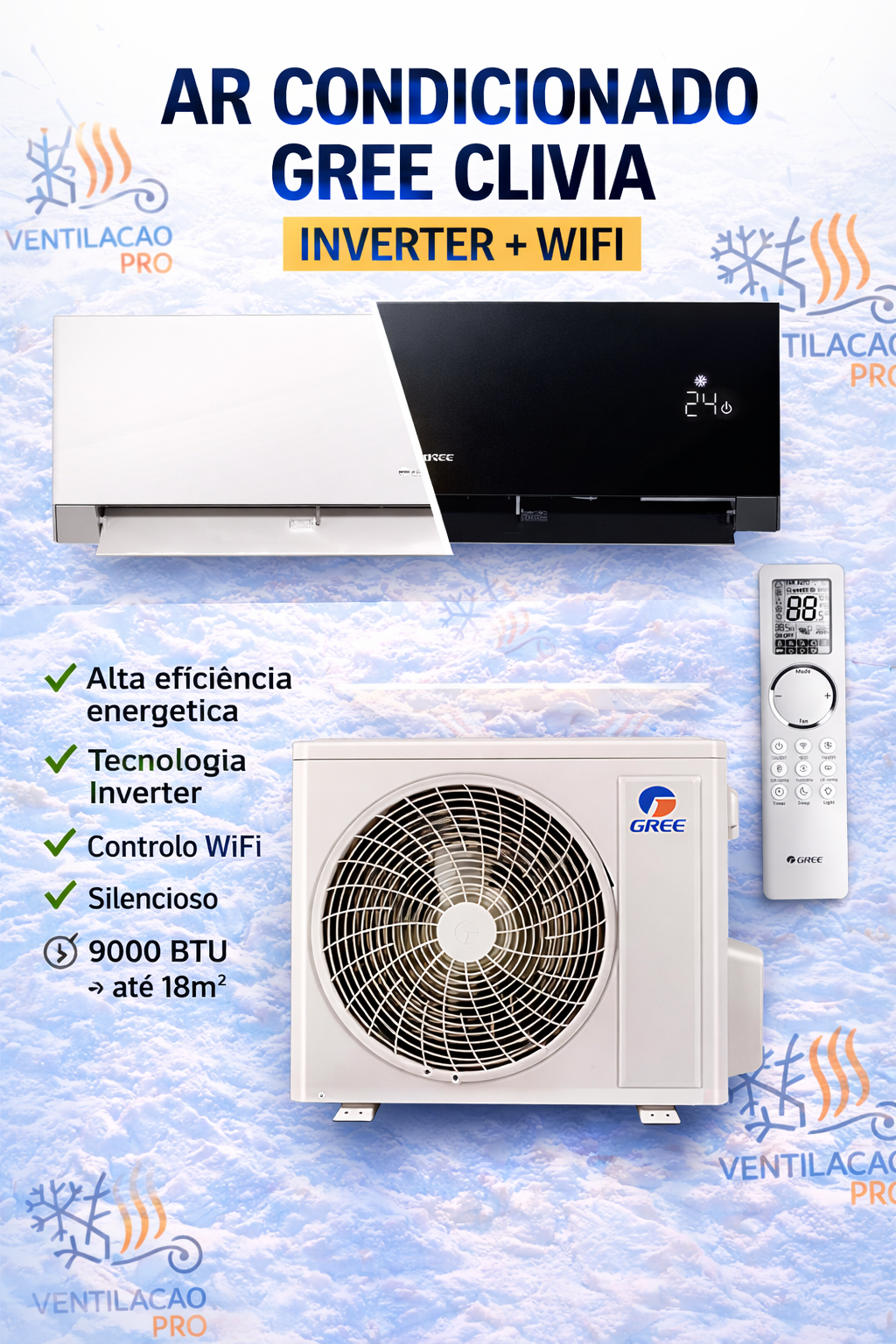 Ar condicionado Gree Clivia 9000 BTU Wi-Fi Ar condicionado Gree Clivia 9000 BTU Wi-Fi