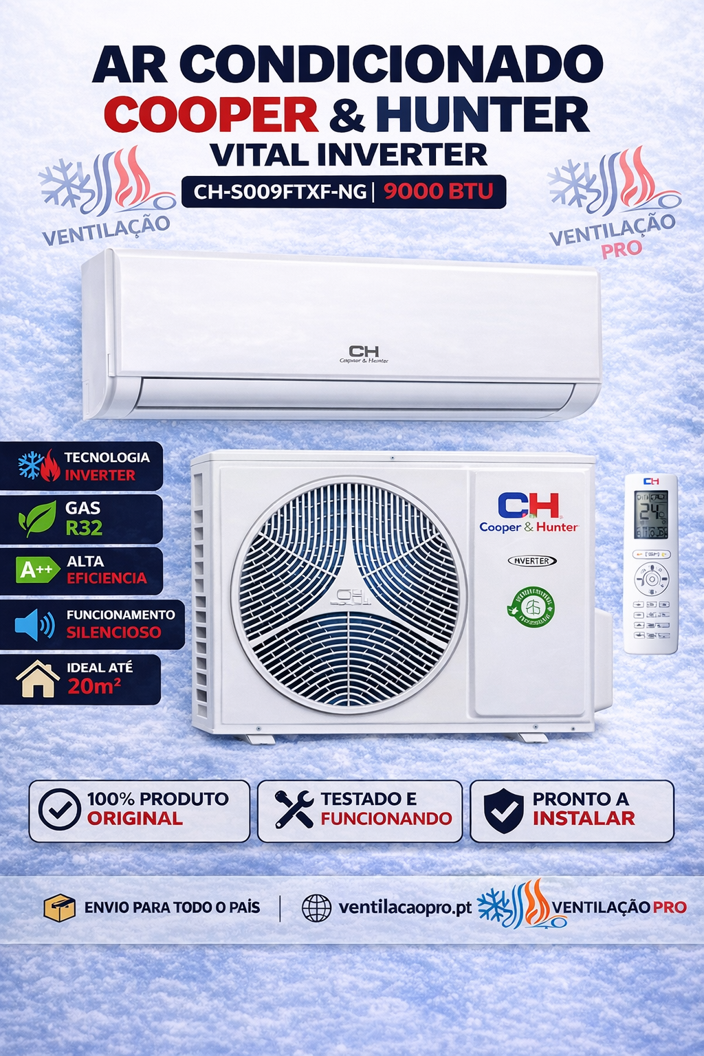 Ar condicionado Cooper & Hunter CH Vital 9000 BTU Inverter Ar condicionado Cooper & Hunter CH Vital 9000 BTU Inverter