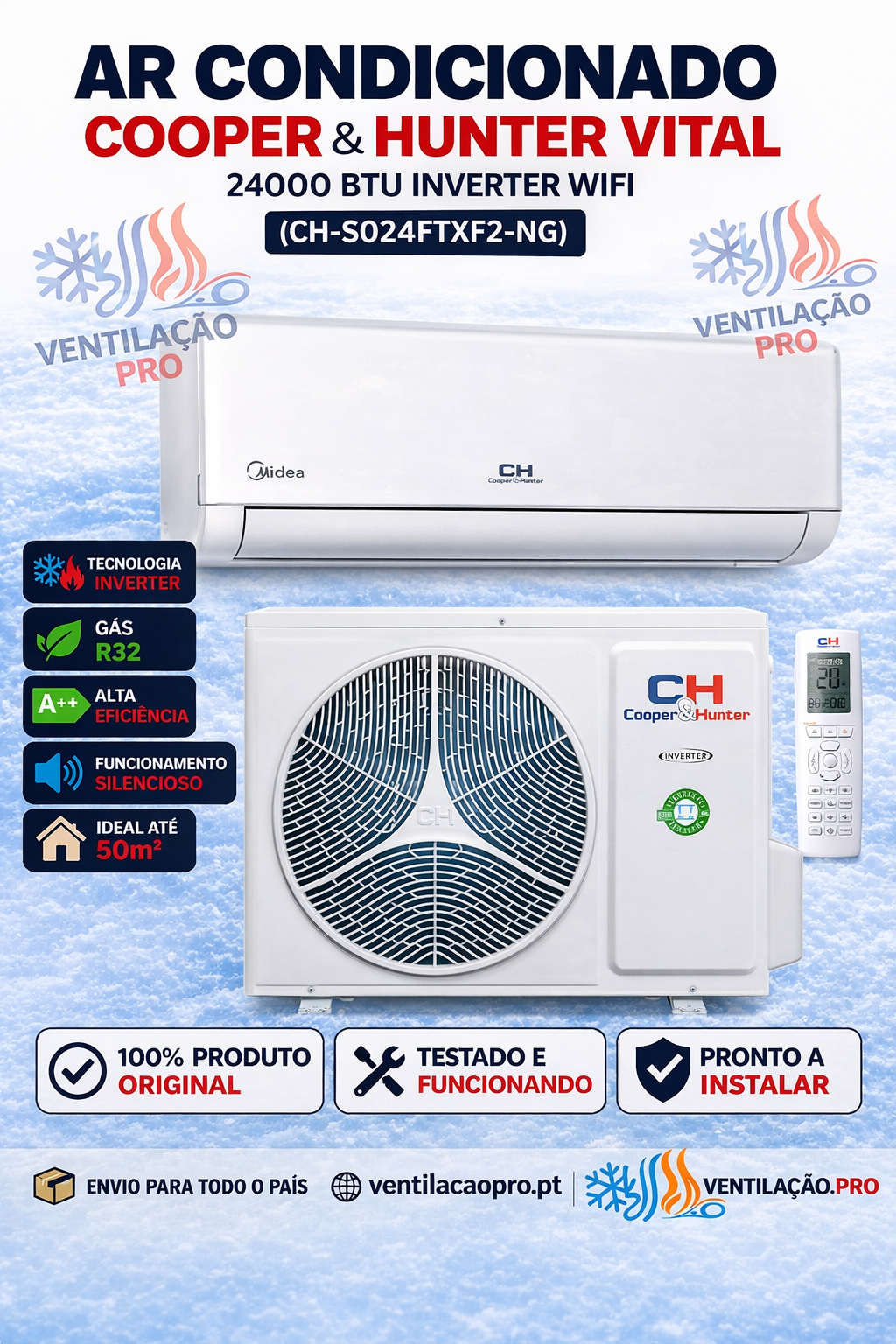Ar condicionado Cooper & Hunter CH Vital 24000 BTU Inverter Ar condicionado Cooper & Hunter CH Vital 24000 BTU Inverter