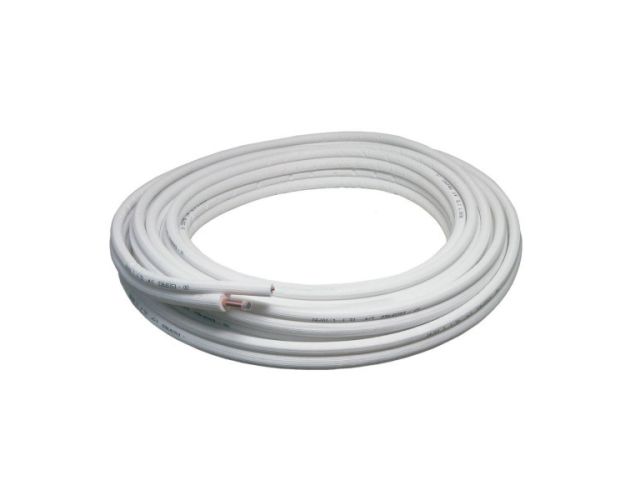 Tubagem isolada para ar condicionado 1/4" + 1/2" — rolo de 20 m Tubagem isolada para ar condicionado 1/4" + 1/2" — rolo de 20 m