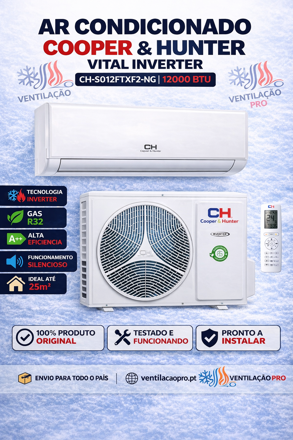 Ar condicionado Cooper & Hunter CH Vital 12000 BTU Inverter Ar condicionado Cooper & Hunter CH Vital 12000 BTU Inverter
