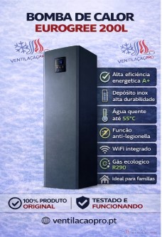 Bomba de calor AQS EuroGree 200 L — inox Duplex, sem serpentina, R290 Bomba de calor AQS EuroGree 200 L — inox Duplex, sem serpentina, R290