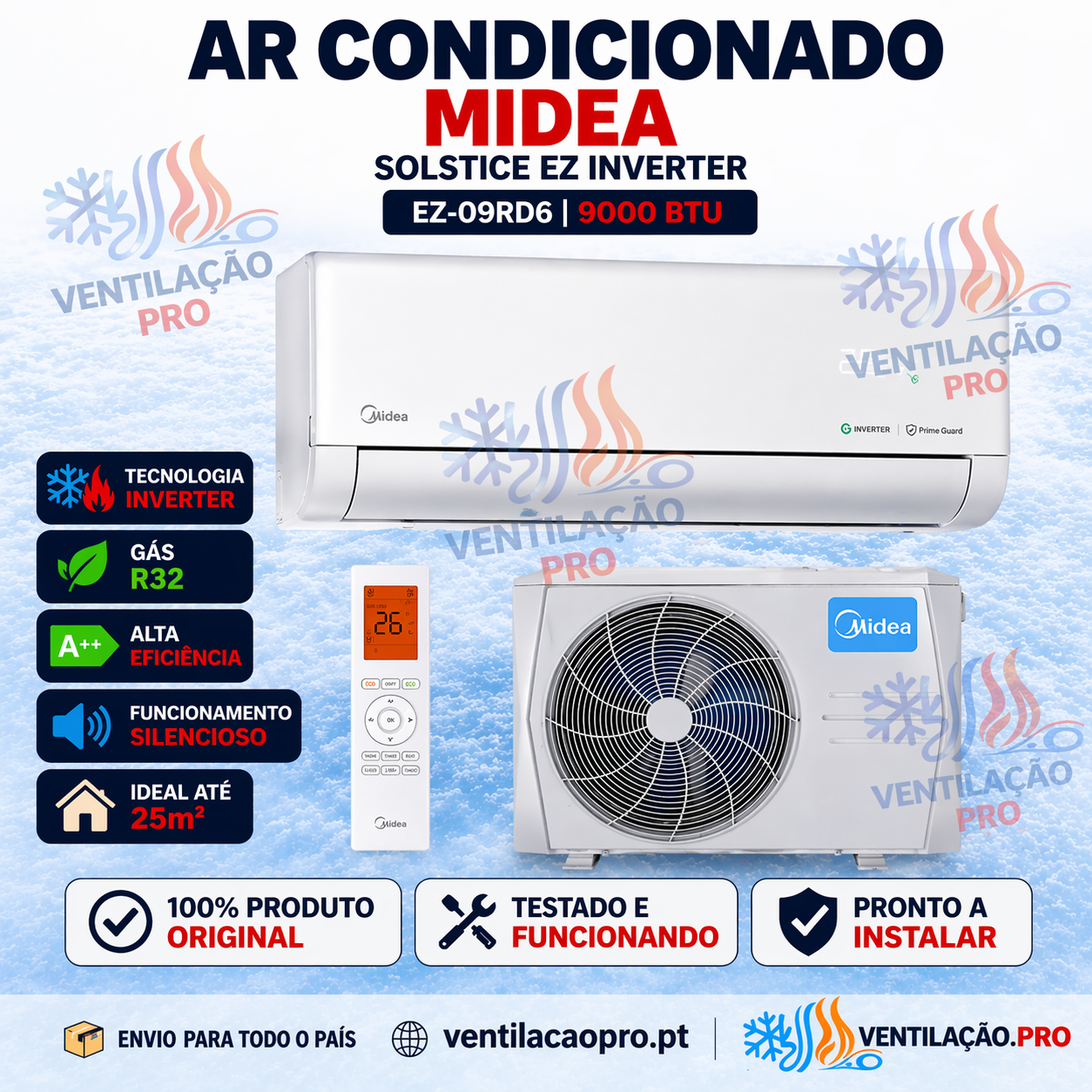 Ar condicionado Midea Solstice EZ-09RD6 9000 BTU — Inverter e Wi-Fi Ar condicionado Midea Solstice EZ-09RD6 9000 BTU — Inverter e Wi-Fi
