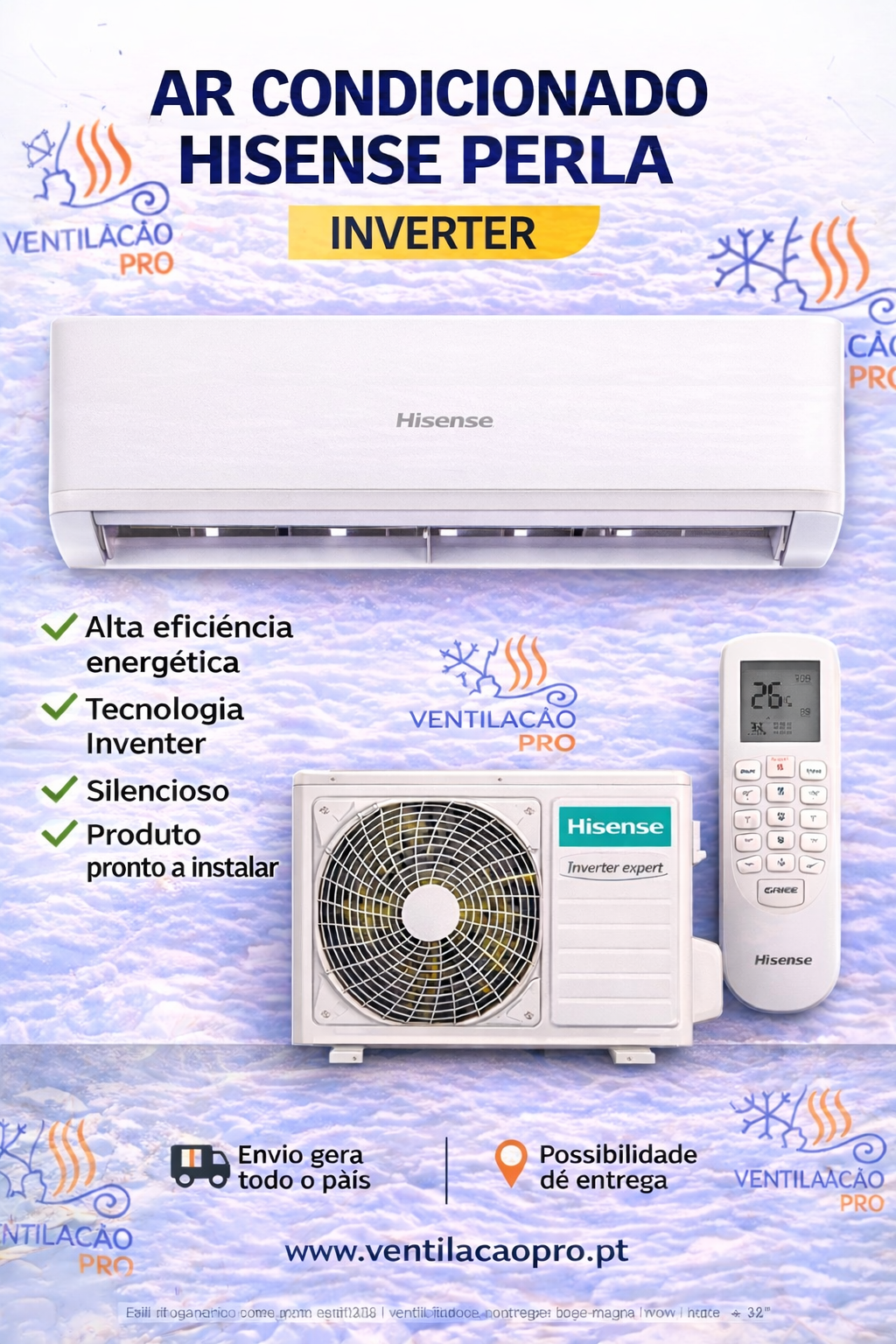 Ar condicionado Hisense Perla CA25YR03 9000 BTU Ar condicionado Hisense Perla CA25YR03 9000 BTU