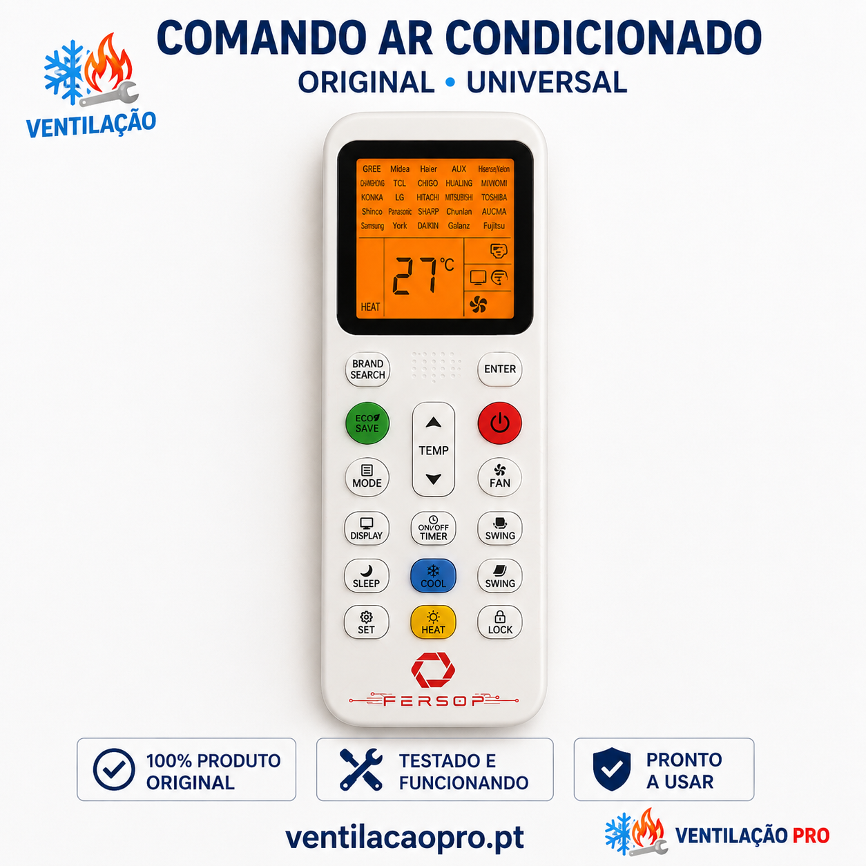 Comando universal Fersop ACR12 para ar condicionado Comando universal Fersop ACR12 para ar condicionado